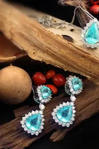 Beyaz Altın Paraiba Damla Küpe