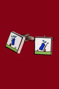 Golf Motifli Gümüş Kol Düğmesi
