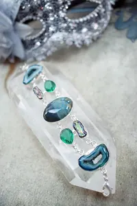 Gümüş Akik Dilimli Bileklik
