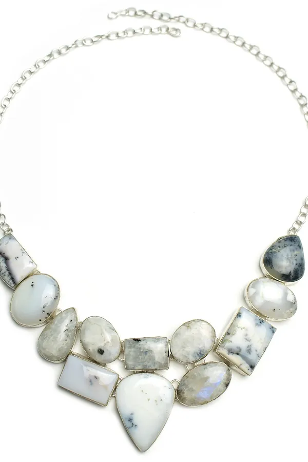 Gümüş Dendritik Opal Gerdanlık