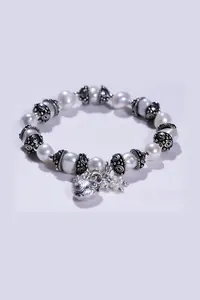 Gümüş İnci Kalpli Charm Bileklik