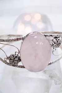 Gümüş Pembe Kuvars Kelepçe