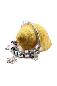 Gümüş Pembe Murano Charm Bileklik